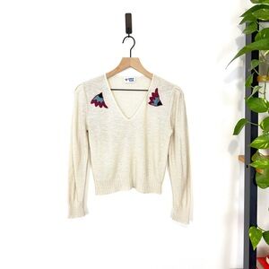 Vintage College Town vneck appliqué sweater size M